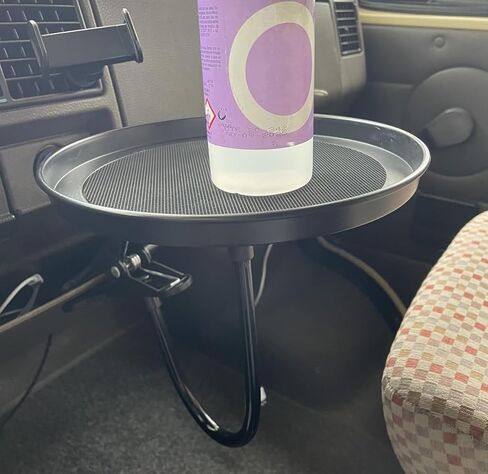 Adjustable Food Tray for Car 360° Non-Slip Swivel Car Food Table 8.7 Inch Diameter Swivel Car Tray Drink Cup Coffee Snacks Table Car Folding Food Tray in Saudi Arabia