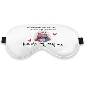 Kdqua You are My Penguin Love Eye Mask for Women Wife Girlfriend Boyfriend, Cute Romantic Couple Penguins Silk Blackout Eye Mask for Sleeping, Wedding Gifts Adjustable Straps Lightweight Sleep Mask in Kuwait