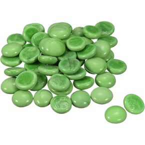 MECCANIXITY Decorative Flat Ceramic Marbles 17-19mm Rock Vase Filler Beads Pebbles Yellow for Fish Tank Table Scatter Decor, 100 Pcs