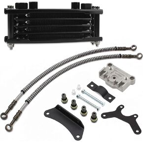 PowerMotor Motorcycle Engine Oil Cooler,Universal Engine Oil Cooling Kit for ATV Pit Bike Motorbike,Dirt Bike Oil Cooler Cooling Engine Radiator Kit Universal for 70cc 110cc 125cc 140cc Motorcycle