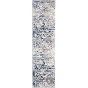 SAFAVIEH Jasper Collection Runner Rug - 2' x 20', Ivory & Blue, Modern Abstract Design, Non-Shedding & Easy Care, Ideal for High Traffic Areas in Living Room, Bedroom (JSP107B)