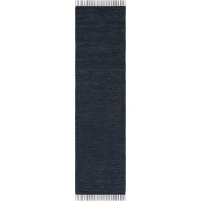 SAFAVIEH Vintage Leather Collection Runner Rug - 2'3" x 9', Black, Handmade Boho Fringe Leather, Ideal for High Traffic Areas in Living Room, Bedroom (VTL501Z)