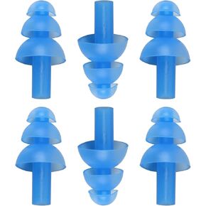 uxcell Waterproof Silicone Swimming Earplugs with Mushroom Design, 3 Pairs - Soft and Comfortable Ear Plugs Protection for Men Women, Blue