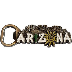 Sonoran Souvenirs Arizona Enamel Bronze Bottle Opener Magnet - Decorative Metal Refrigerator Magnet Southwest Beer Lover Gift Idea Arizona Father's Day Gift - Arizona Souvenir Saguaro Cactus