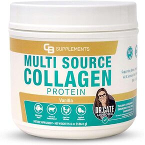 Vanilla Multi Collagen Protein Powder - Hydrolyzed Bovine Collagen Peptides, Albumen Protein, Hydrolyzed Marine Collagen Peptides, Natural Flavors