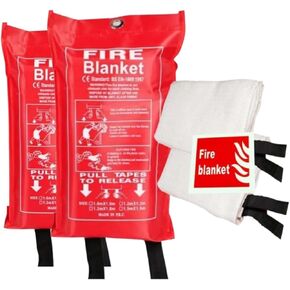 2 Pack Emergency Fire Blanket - 40" x 40"- Fire Suppression Blanket for Kitchen, Home, and Vehicle - 100% Fiberglass - Flame Retardant