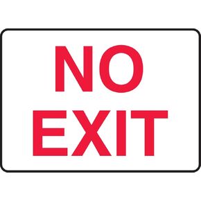 Accuform MADM486VP Plastic Safety Sign, "NO EXIT", 7" Length x 10" Width x 0.055" Thickness, Red on White