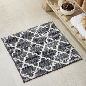 Better Trends Savio Collection 24" x 24" Square Non Slip Bath Mat & Washable Bathroom Rugs, 100% Polyester Premium Bathroom Floor Mat, Perfect Bath Mats for Bathroom - Gray Bathroom Rugs