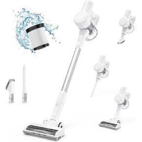 Cordless Stick Vacuum Cleaners for Home Rechargeable Lightweight for Hard Floor and Pet Hair Removal, Handheld Carpet Sweeper with Powerful Suction Up to 45 Minutes Runtime, White