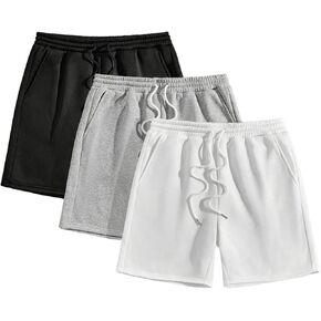 SOLY HUX Men's Sweat Shorts 3 Pack Athletic Workout Shorts Casual Sports Gym Short Pants with Pockets