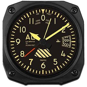 Trintec Aviation Vintage Altimeter Travel Alarm Clock 3.5" DM60V