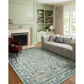 Loloi Rifle Paper Co. x Courtyard Sage 2'-6" x 9'-6" Runner Rug