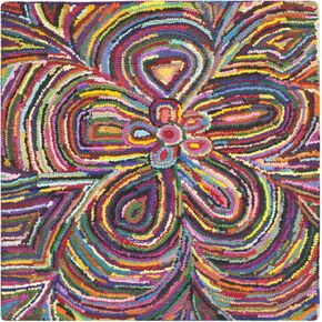 SAFAVIEH Nantucket Collection 4' Square Multi NAN445A Handmade Boho Abstract Cotton Area Rug