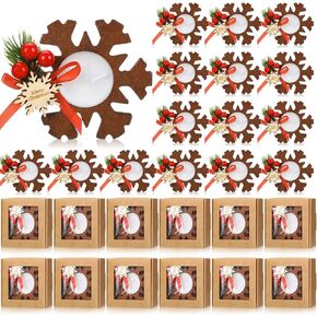 50 Pcs Christmas Wood Candle Holders Bulk Snowflake Tealight Candle Table Centerpiece Church Candle Holders Christmas Candle Favors Souvenirs for Guest Christmas Home Weeding Decor (Light)