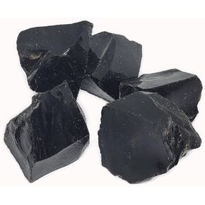 Pachamama Essentials Black Obsidian Crystals Raw Rough Natural Premium Grade Stones - Chakra Healing- Home Decor (Black Obsidian)