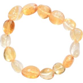 Zenergy Gems [1] CHARGED Natural Citrine Crystal Free Form Nugget Bead Bracelet + Selenite Pocket Puffy Charging Crsytal (Radiates Light, Peace of Mind & Joy)