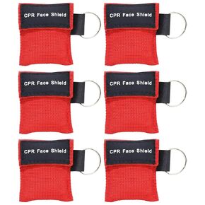 AOUTACC 6 Pack CPR Face Shield Mask, Keychain Mask Disposable Emergency Kit CPR Face Shields Pocket Mask for First Aid Cardiac Resuscitation Training-Blue