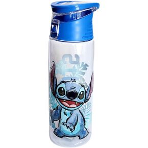 زجاجة ديزني فليب توب Uh Oh Stitch، شفافة بغطاء أزرق ومقبض