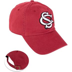 Desert Cactus University of South Carolina Baseball Hat Gamecocks USC Brimmed Embroirderd Hats Cap Adjustable Cloth Strap Adult (Style F1) Red