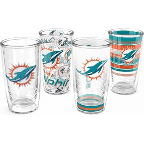 Tervis NFL Miami Dolphins - Assorted Made in USA Double Walled Insulated Tumbler Travel Cup Keeps Drinks Cold & Hot, 16oz 4pk, Classic