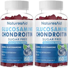 Glucosamine Chondroitin Gummies with MSM & Elderberry Extra Strength - Joint Support, Antioxidant Immune Support Supplement for Adults, Men & Women.(2 Pack) Strawberry