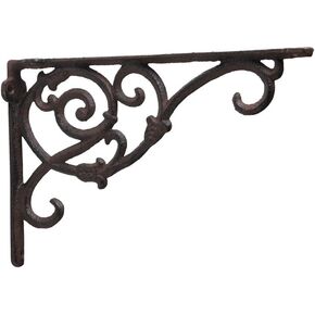 BRASSTAR Decorative Cast Iron Wall Shelf Bracket Ornate Vine Rust Rustic Cast Iron Wall Hanger Antique Replica Rust Color Wall Decorations PTZD004