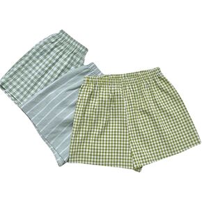 Floerns Women's 3 Pcs Striped Plaid Elastic Waist Track Shorts Wide Leg Mini Shorts