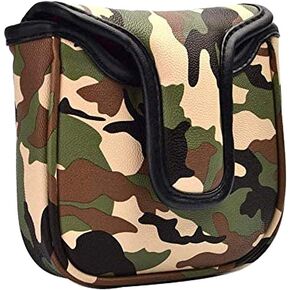 PLUSKER Golf Heel Shafted Camo Mallet Putter Cover Magnetic Closure with Camouflage Green Pattern Golf Club Square Putters Headcover