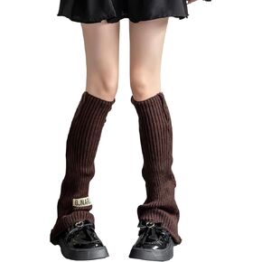 albagu 2 Pairs Womens Leg Thin Socks Breathable Fashion 80s Ribbed Knitted Cotton Leggings Knee High Dance Socks for Women