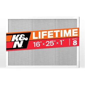 K&N 16x25x1 Air Filter, Merv 11, Washable Air Filter, the Last Furnace Filter You Will Ever Buy, Breathe Safely at Home or in the Office (Actual Dimensions .8 x 24.6 x 15.6 inches),1 Count (Pack of 1)