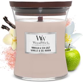 WoodWick Large Hourglass Candle, Coastal Sunset - Uniquely Premium Soy Blend Wax, Innovative Pluswick Wooden Wick, Decorative Lid