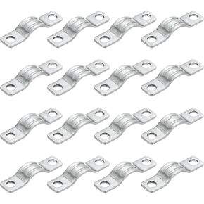 uxcell 16Pcs Rigid Pipe Strap Fit M6 (1/4") Tube OD, 2 Holes Carbon Steel Tension Tube Clamp, U Bracket Tube Clip for Pipe or Cable Fixing, Silver