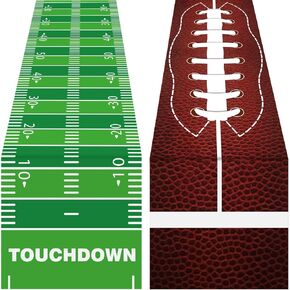 2 Piece Football Kitchen Table Runner Decoration Green Touchdown Game Days Seasonal Table Runner Grass Football Birthday Party Runner for Kitchen Dining Room Home Decor,71×14inch