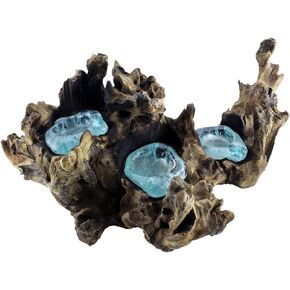Cohasset Gifts 652-3 Cohasset Triple Molten Candle Holder, Natural Wood and Recycled Glass