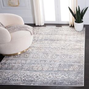 SAFAVIEH Amelia Collection Area Rug - 8' x 10', Grey & Gold, Boho Chic Distressed Design, Non-Shedding & Easy Care, Ideal for High Traffic Areas in Living Room, Bedroom (ALA484H)