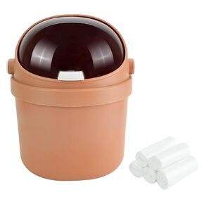 Mini Trash Can with Flip Lid, Cute Desktop Garbage Can with 100 Trash Bags, Tiny Wastebasket Trash Can for Car, Home, Office, Kitchen, Tabletop, Bedroom, Bathroom (Blue)