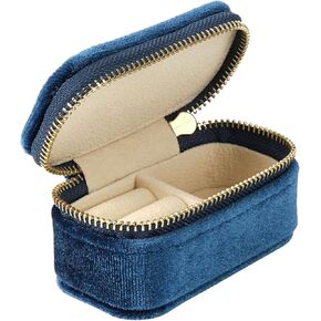 Portable Velvet Mini Travel Jewelry Box for Women Girls Gift, Portable Jewelry Rolling Bag for Multiple Necklaces Bracelets Rings Earrings Daily Jewelries Traveling Storage (Blue)