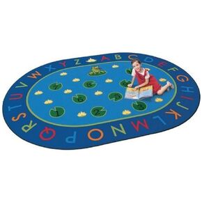 Carpets for Kids 2495 Hip Hop to The Top Classroom Seating Rug 6ft 9in x 9ft 5in Oval Blue