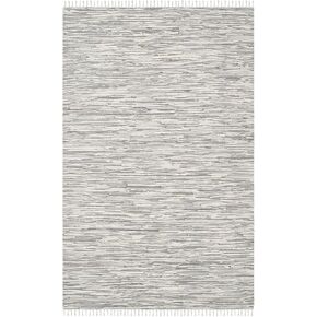 SAFAVIEH Montauk Collection Accent Rug - 4' x 6', Silver, Handmade Fringe Cotton, Ideal for High Traffic Areas in Entryway, Living Room, Bedroom (MTK753A)