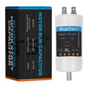BlueStars 30 uf/MFD/Microfarad 250 VAC Volts CBB60 50Hz/60Hz Run Capacitor with Screw - Exact Fit for Start-up of AC Motors Run Electric Motors Water Pumps