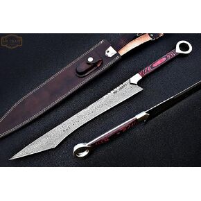 MR. CRAFT 27" Handmade Damascus Sword, Tanto sword, tactical sword - master Sword, larp sword, cosplay viking sword - Cutlass Sward - Scimitar Sword - hunting gift for men, gift for him (Tanto sword)