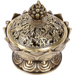 Incense Charcoal, Zinc Alloy Vintage Lotus Shaped Incense Charcoal Incense for Home Office - 2.8 x 7 cm - Bronze