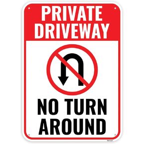 1PC No Turn Around Driveway Sign, 14 x 10 Inches - Aluminum - Private Drive No Turnaround Sign - Private Driveway Do Not Enter No Trespassing