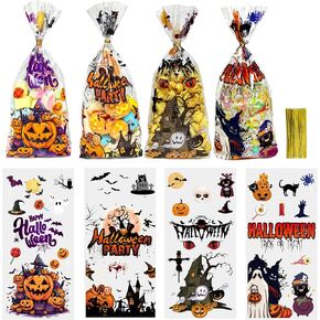 Easter Treat Bags, Easter Candy Bags, Easter Bags for Goodies, 100 PCS Easter Cellophane Bags with Ties, Easter Plastic Bags, Easter Cello Bags, Easter Gift Bags for Easter Day Party Favor Supplies