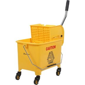 Commercial Yellow Mop Bucket and Side Press Wringer, 20 Qt, Perfect for Professional/Industrial/Business/Household