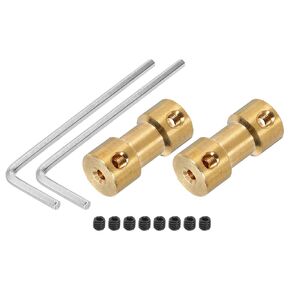 MECCANIXITY 3mm to 3.17mm Bore Rigid Coupling 20mm Length 9mm Dia M3 Brass Shaft Coupler Connector for 3D Printers DIY Car Boat Copper Tone, with 4pcs Coupling, 16pcs Screws, 2pcs Wrench