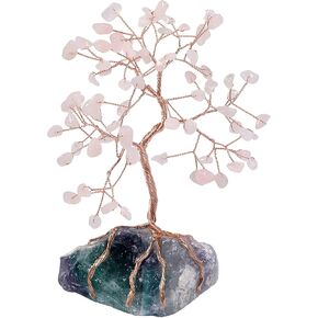 mookaitedecor Natural Aquamarine Crystal Tree with Raw Crystals Amethyst Base Stone Money Tree Feng Shui Luck Figurine Ornament for Home Office Table Decoration 6-7 Inch in Kuwait