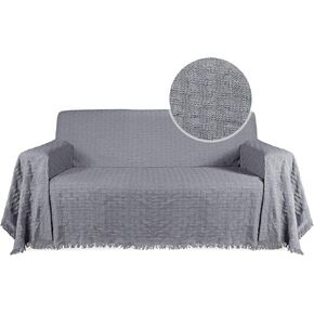 TAOCOCO Couch Cover, Sofa Cover, Couch Slipcovers with Tassels, Couch Covers for Dogs, Couch Protector, Sectional Couch Covers, Blanket Couch Cover (90" X133", Dark Gray)