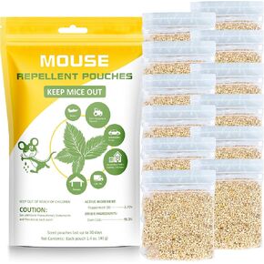 Mouse Deterrent Pouches 12 Packs, All Natural Plant Powered to Repel Mice, Rats, Squirrels, Keep Pests Out from Indoor Car RV Boat Garage Cabin