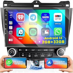 【8 Core 4+64GB】 Android 13 Radio for Honda Accord 7th 2003-2007 with Wireless Carplay Android Auto, 10.1'' Touch Screen Car Stereo, GPS/WiFi/32EQ DSP/Bluetooth 5.0/SWC/Mic, Backup Cam
